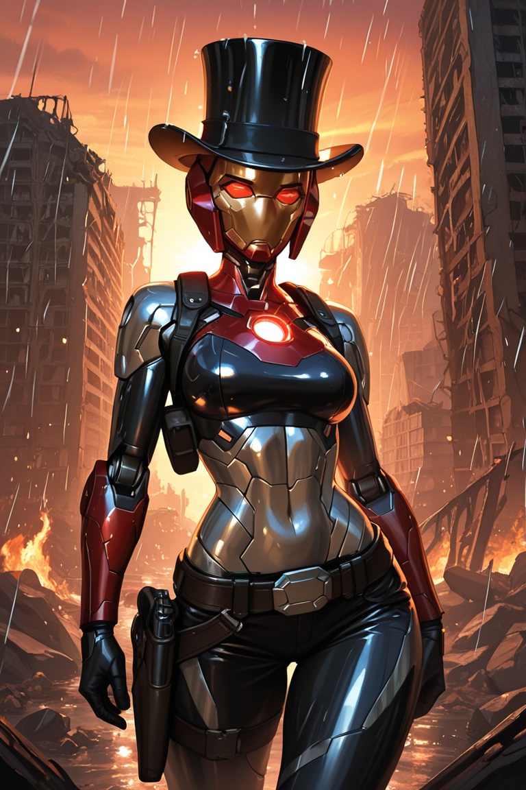Cyberpunk iron man,  fire-around,  rocks on Tensor.Art