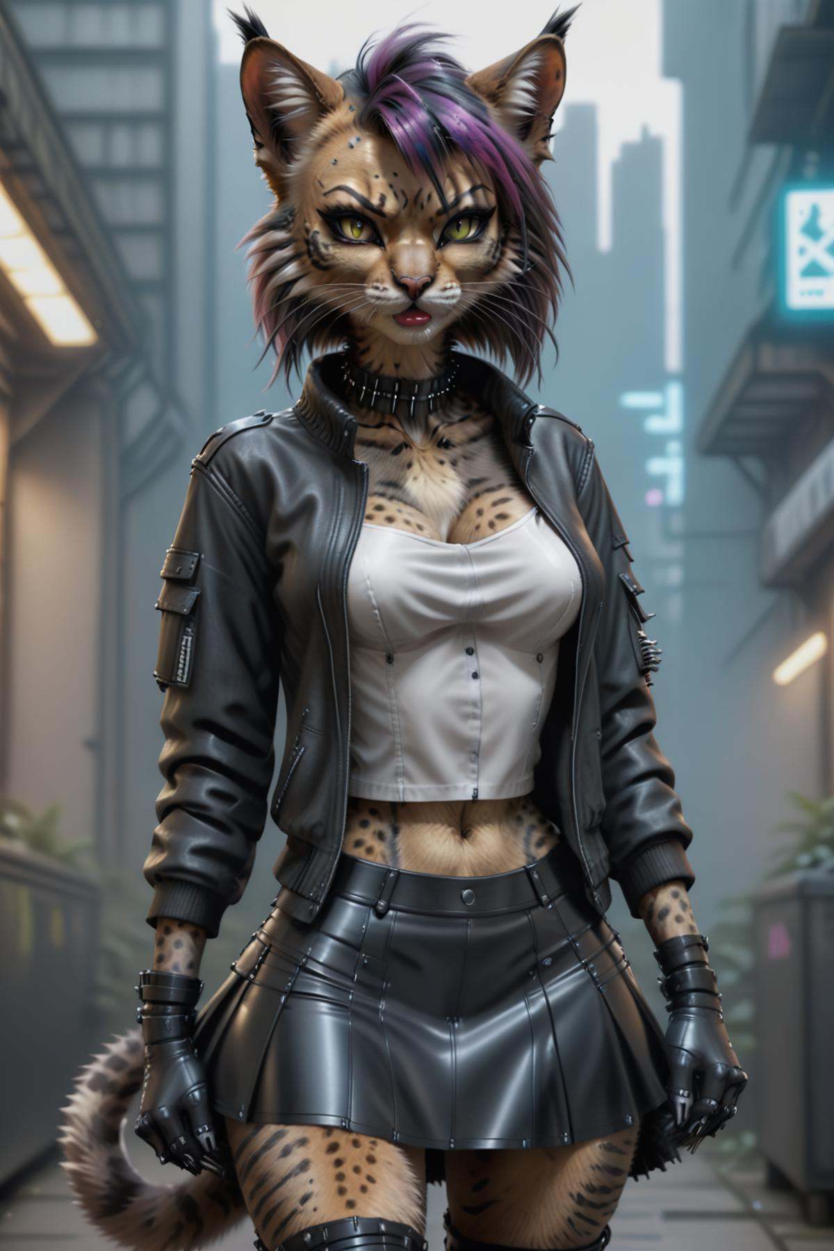 photo of beautiful woman,  furry,  cyberpunk on Tensor.Art