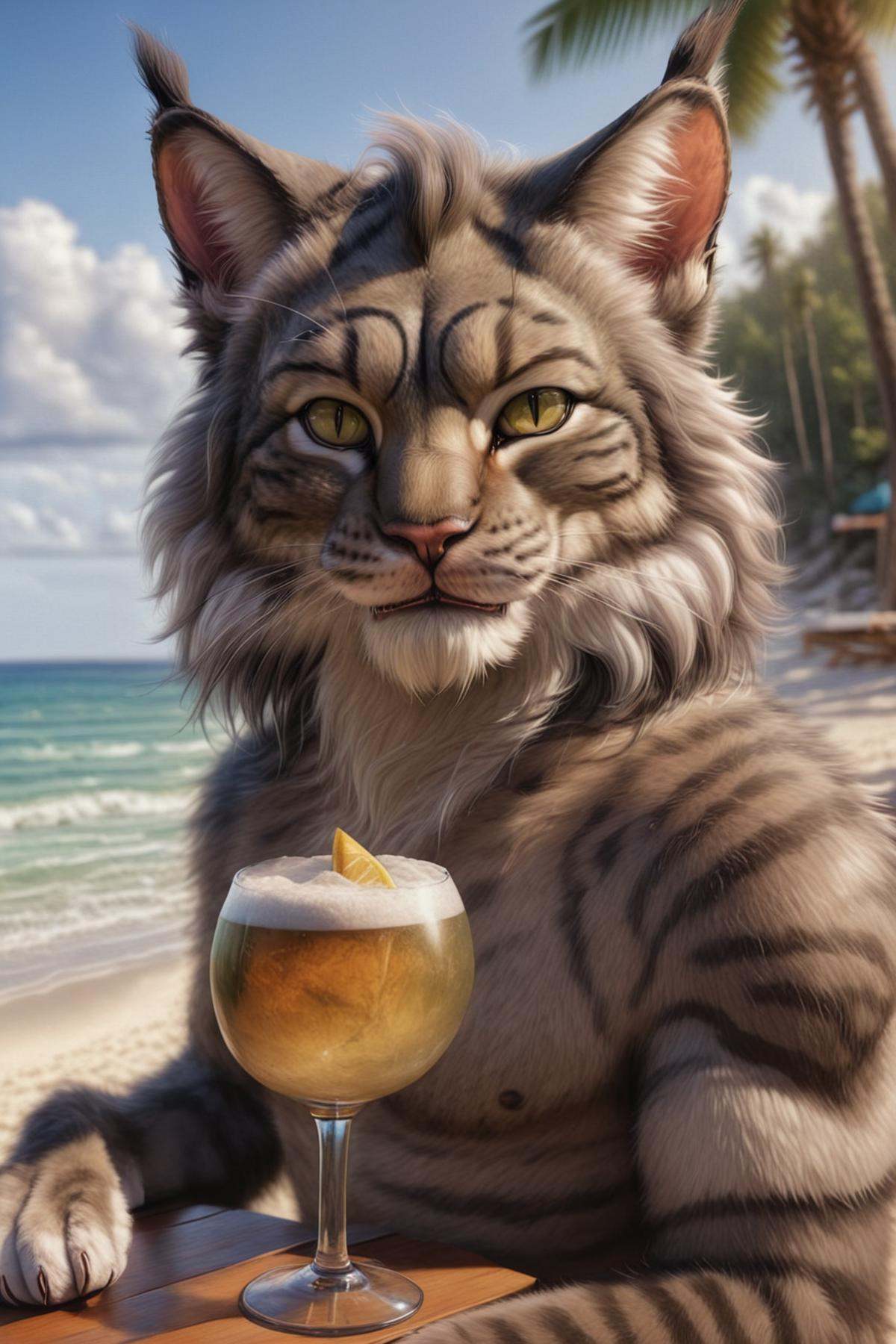 photo of man,  furry,  beach on Tensor.Art