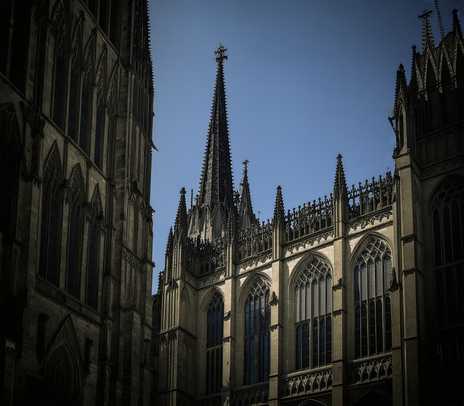 A Gothic cathedral, dim enviroment