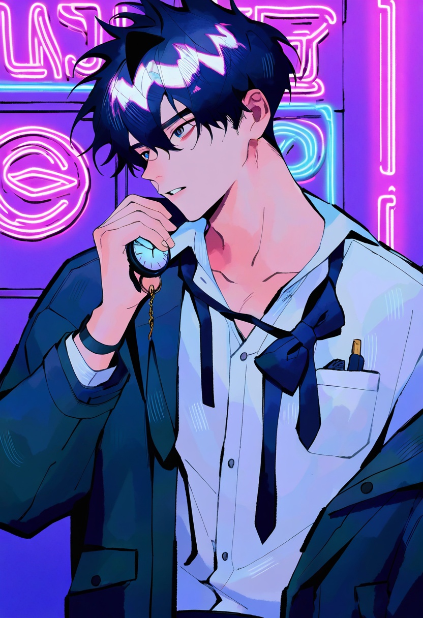 1boy,  spiky_gelled_hair,  urban_alleyway on Tensor.Art