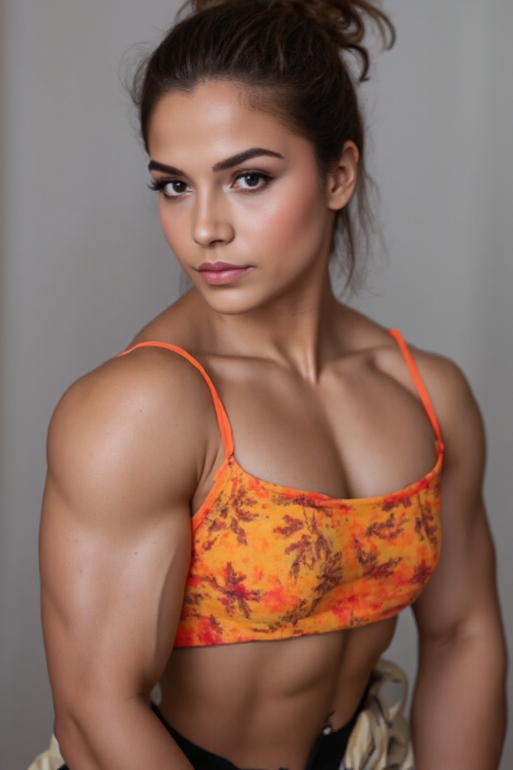 a woman,  crop top,  busty on Tensor.Art
