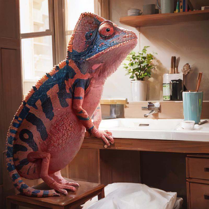 chameleon,  indoors,  pink on Tensor.Art