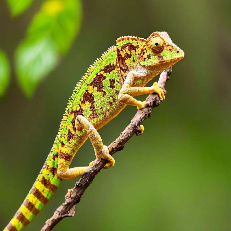 chameleon,  tree branch on Tensor.Art
