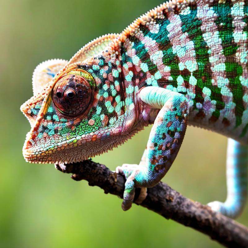chameleon,  tree branch on Tensor.Art