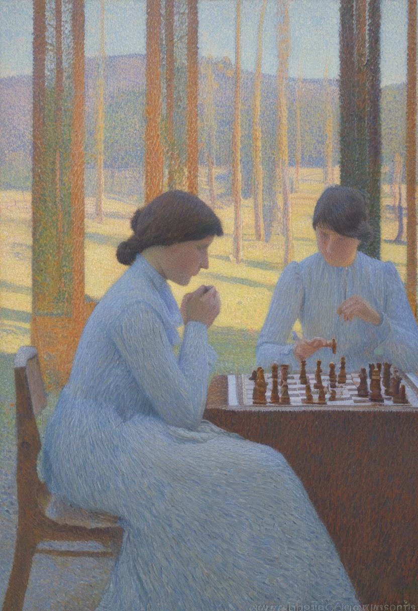 painting,  in the style of Theo van Rysselberghe,  2girls on Tensor.Art