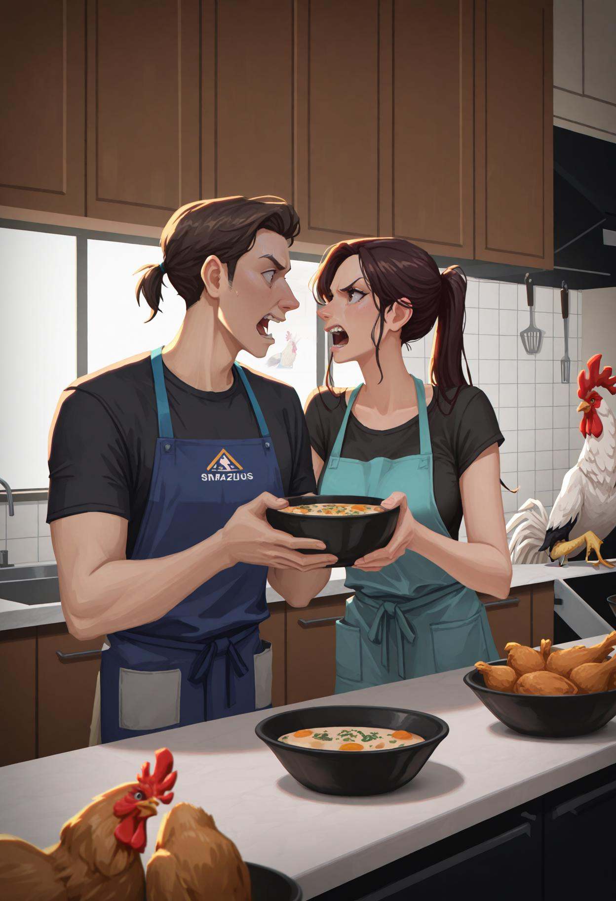 t00nfus1on,  apron,  blue apron on Tensor.Art