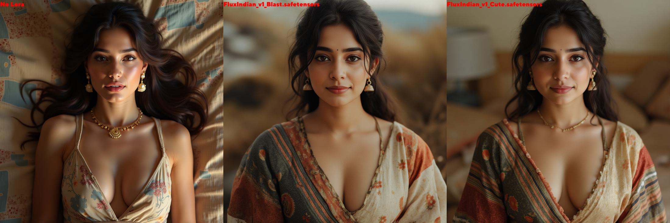 Full size image of a gorgeous young woman in her 20s from head to toe. Extremely beautiful face. She is wearing gold jhumk...
