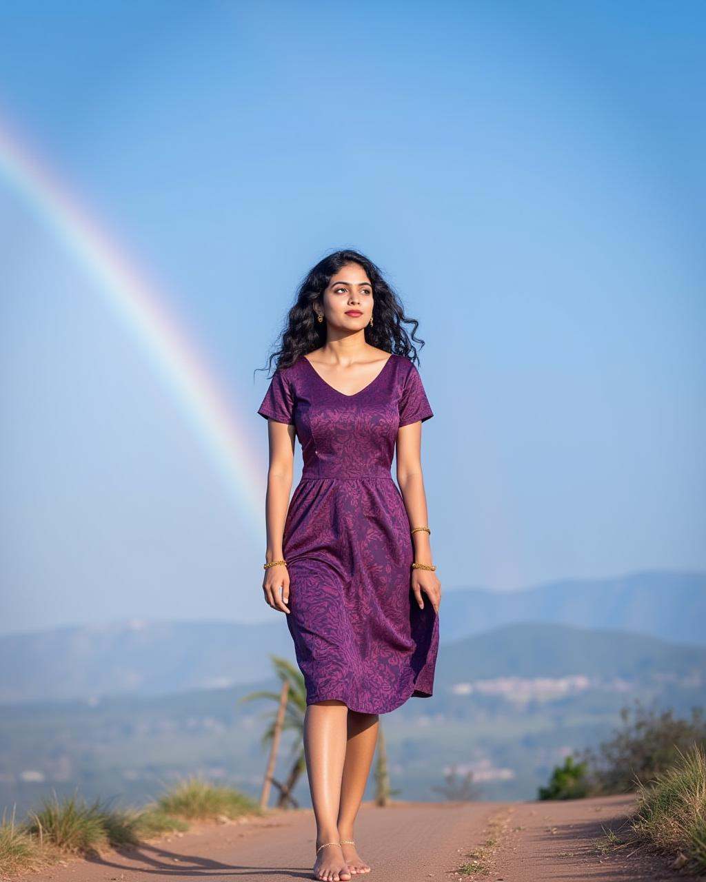 Full size image of an indian woman from head to toe.She is wearing a indian night dress.Curly Frizzy Hair.She has a sexy f...
