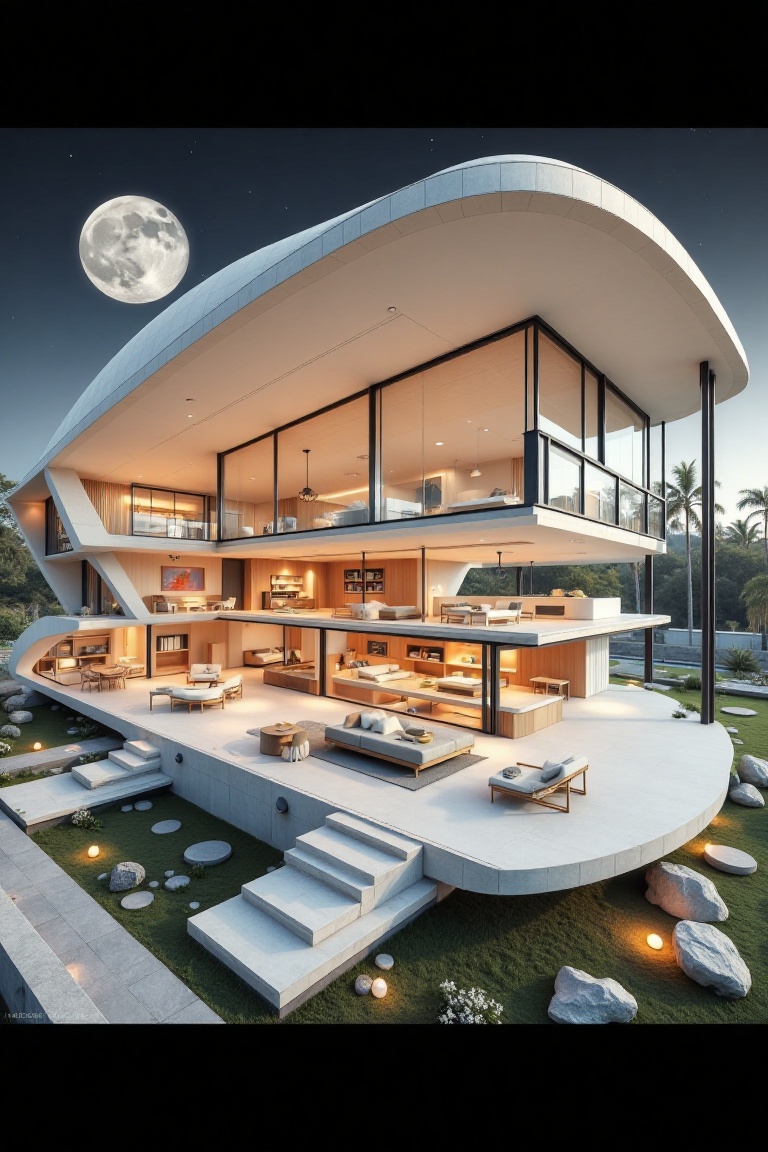 Beautiful modern spaceship,  ling section design,  glass on Tensor.Art