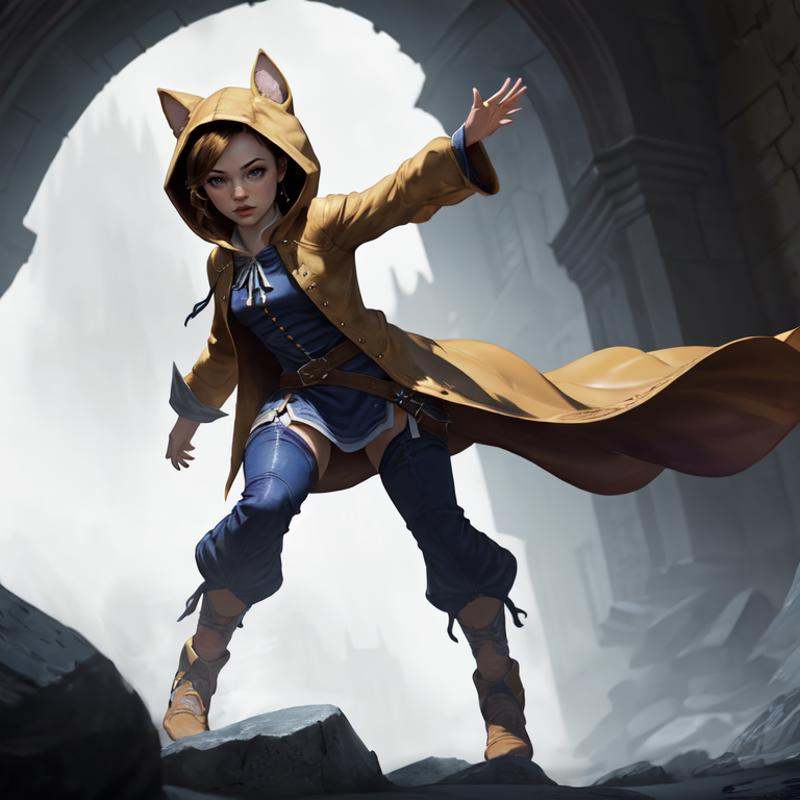 zrpgstyle,  krile14 wearing her hood up standing in an luxurious stone keep,  gothic architecture wealthy luxury magnifice...