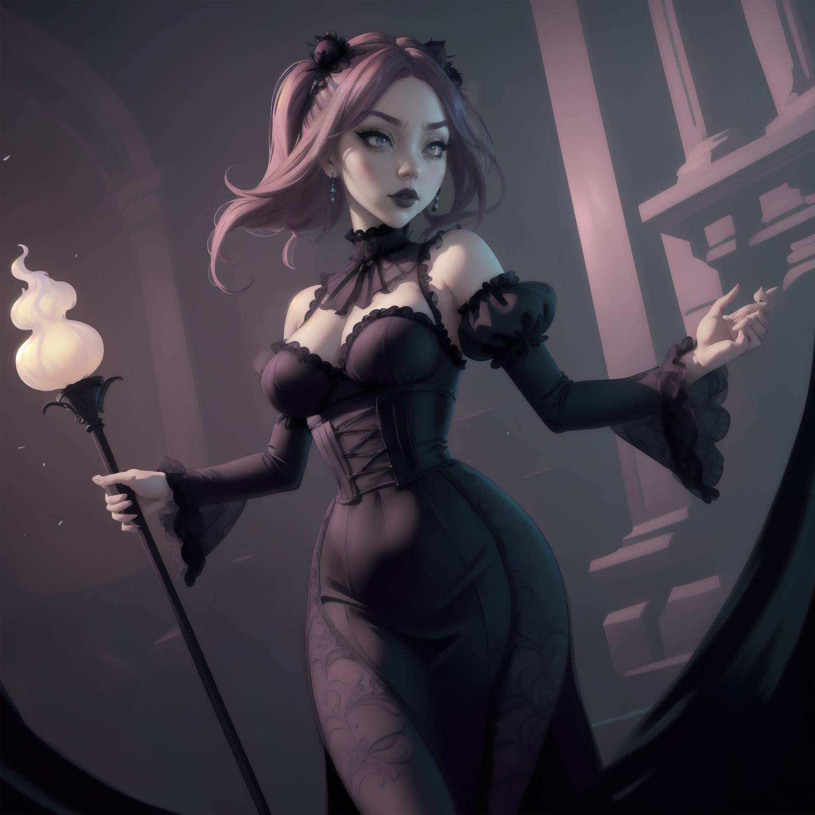 zrpgstyle,  Nico standing in an luxurious stone keep,  holding a magic staff with both hands on Tensor.Art