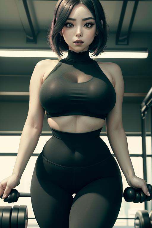 Nico,  green workout clothes,  sweat on Tensor.Art