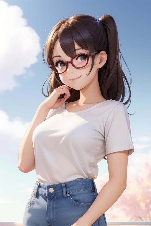chiharuyamada_v3,  light blue shirt,  blue jeans on Tensor.Art