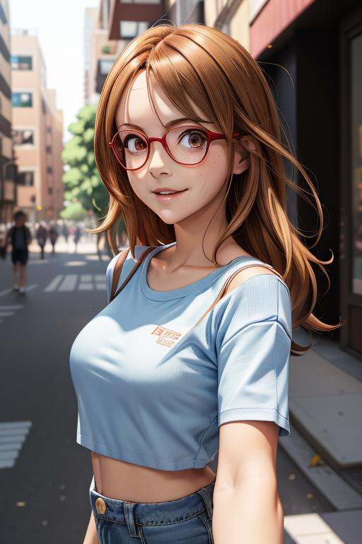 chiharu,  light blue shirt,  blue jeans on Tensor.Art
