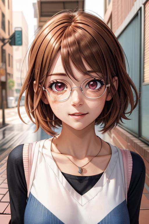 chiharu_red,  light blue shirt,  blue jeans on Tensor.Art