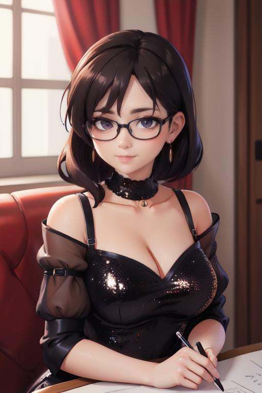 alienor_v3,  black sequin dress,  grand ballroom on Tensor.Art