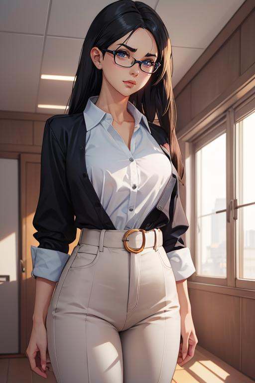 alienor_v3,  waist up,  black blouse on Tensor.Art