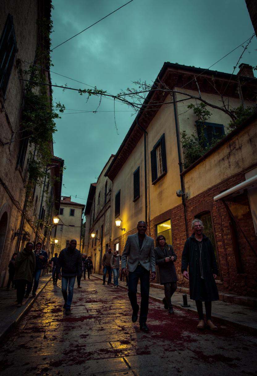 Zombie apocalypse,  Italian village,  spooky atmosphere on Tensor.Art