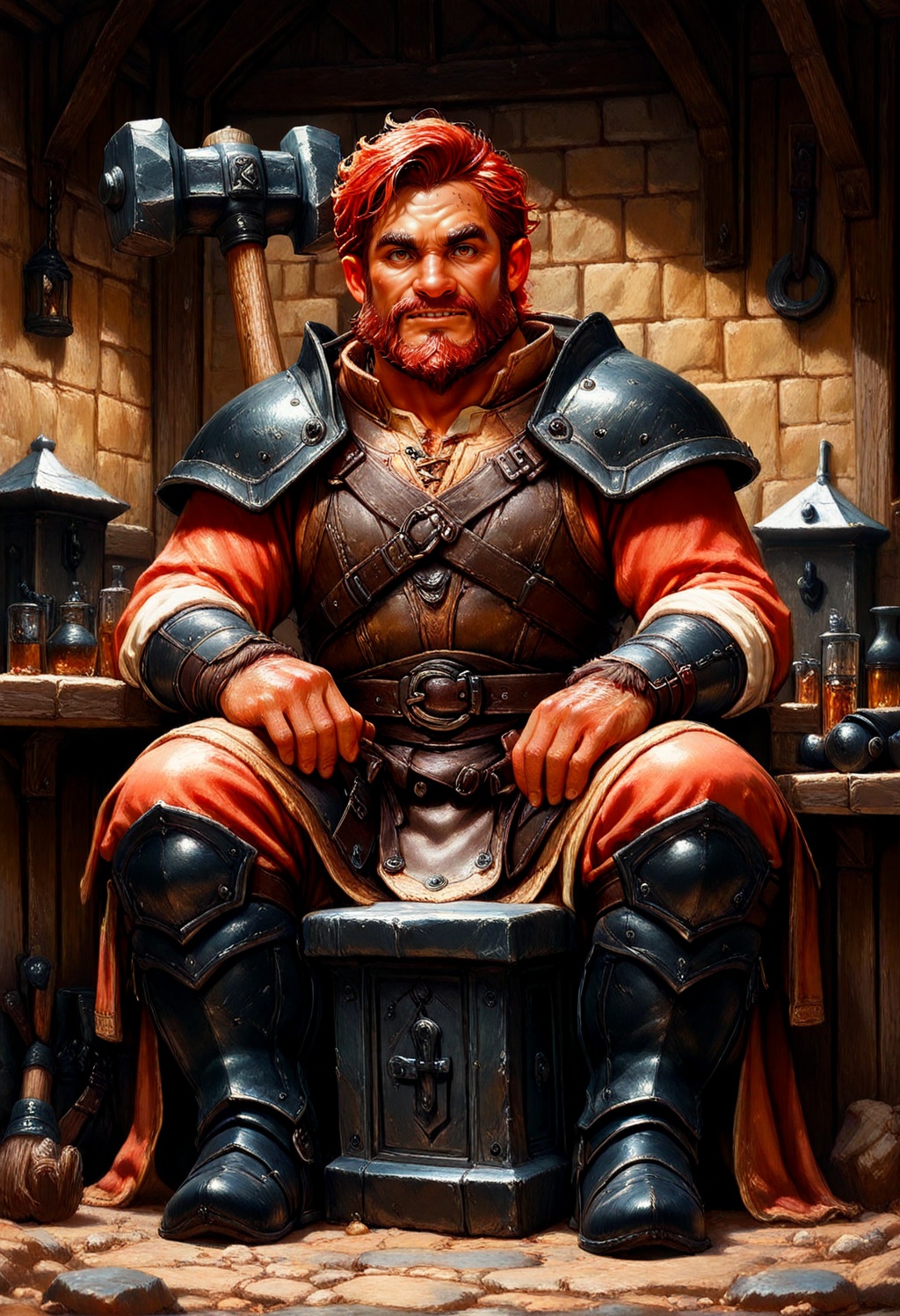 painting_il,  solo,  dwarf male on Tensor.Art
