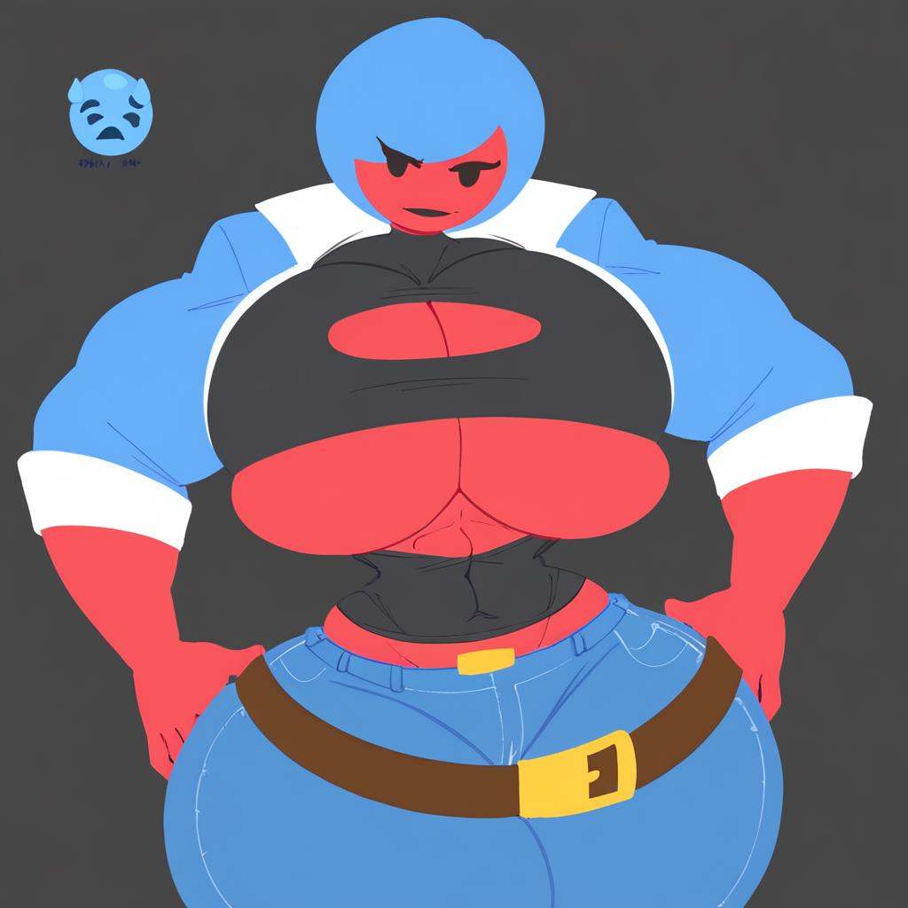 (emoji - race,  circle head)(female,  red skin)(toned arms on Tensor.Art