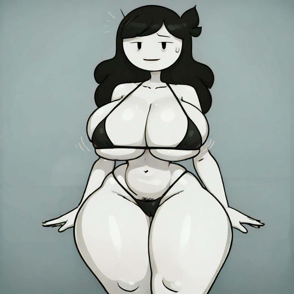 (Jaiden-mom)(white skin)(long hair,  black hair)(Black oval eyes,  simple eyes on Tensor.Art