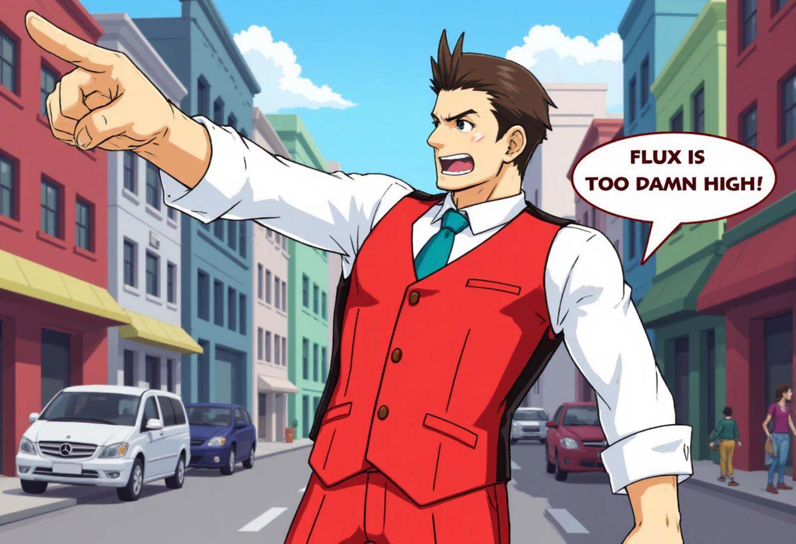 pwobjectionpose,  Apollo Justice in a stylized,  anime-inspired art style on Tensor.Art