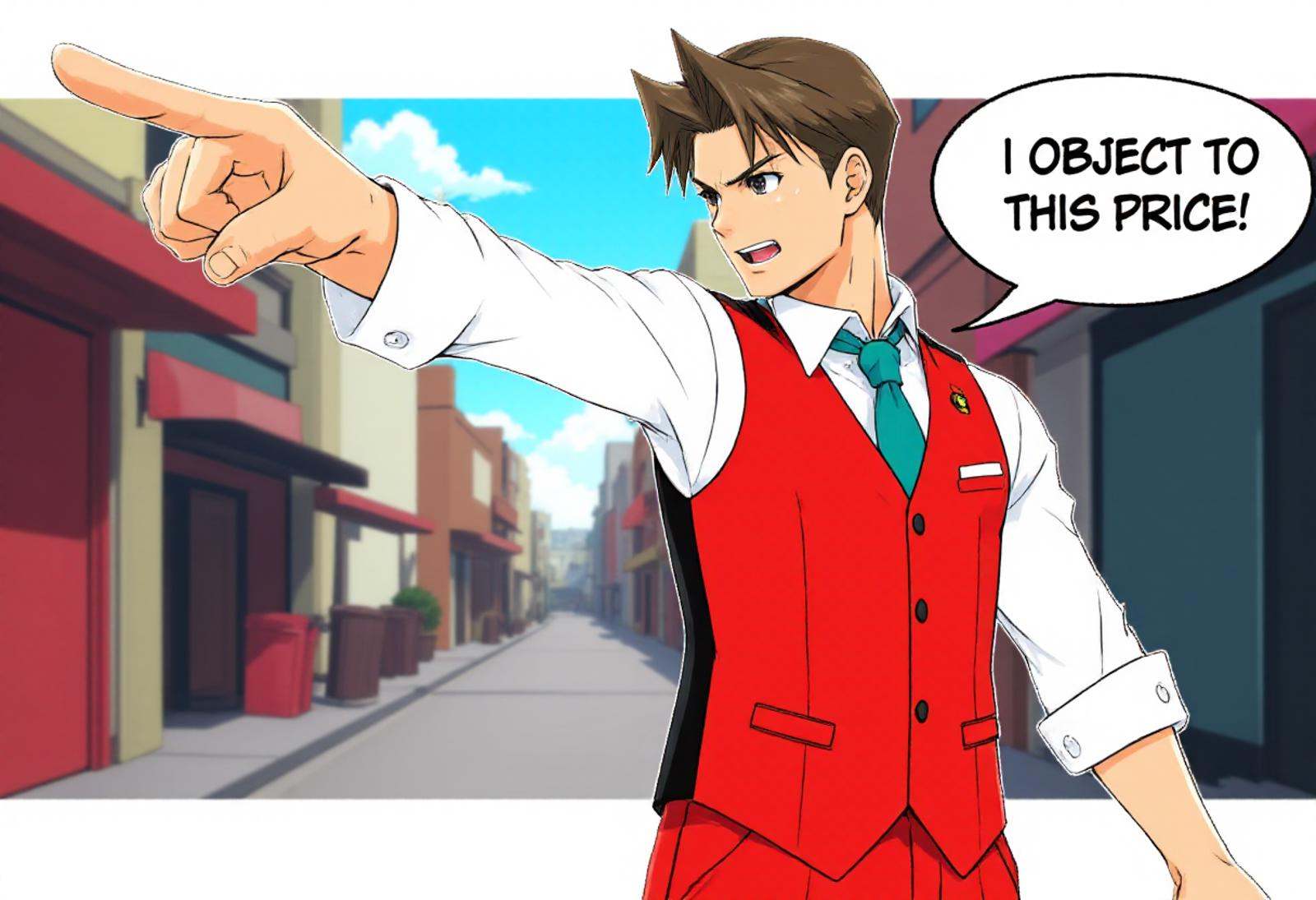 pwobjectionpose,  Apollo Justice in a stylized,  anime-inspired art style on Tensor.Art