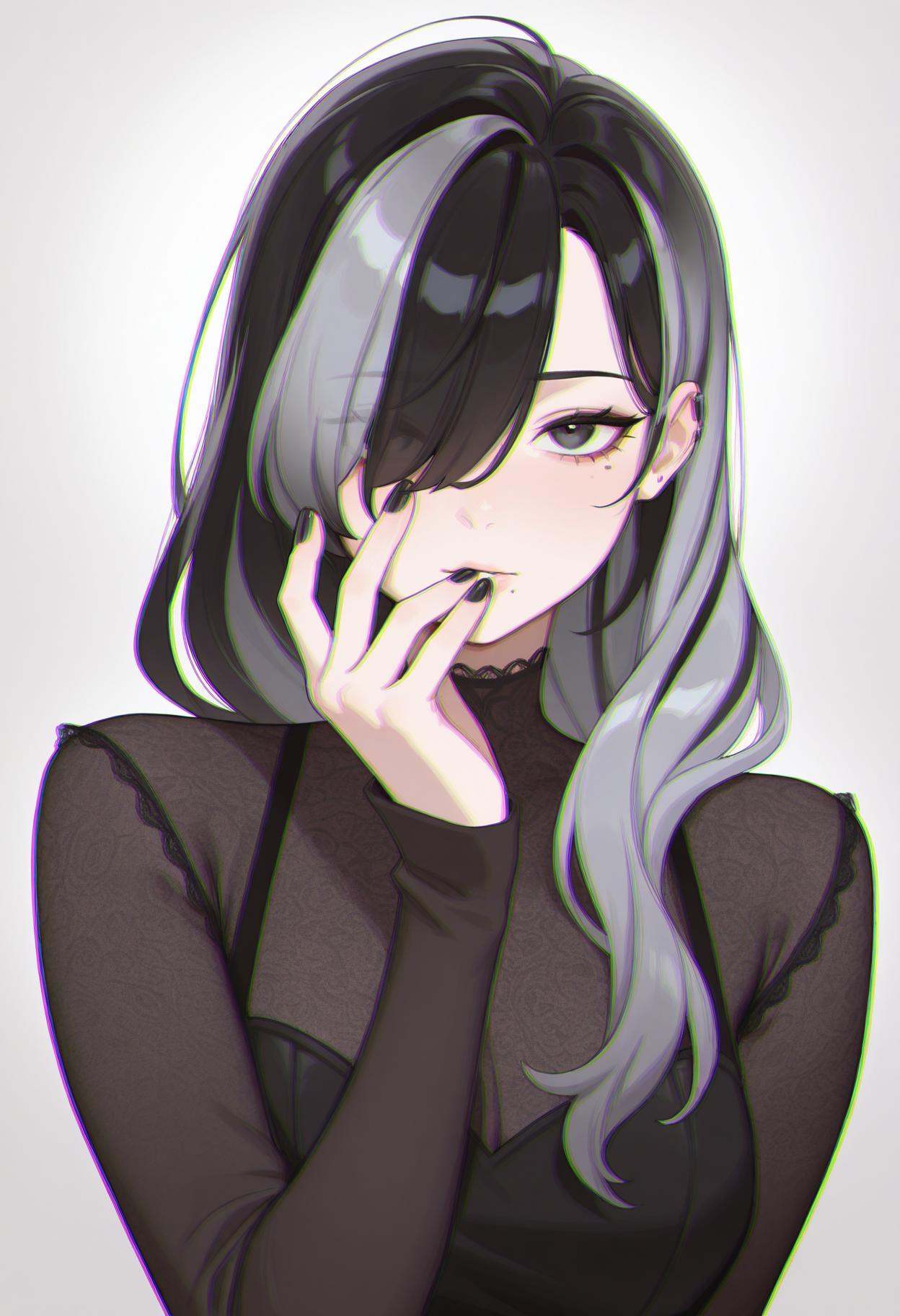 p0pfy,  black nails,  solo on Tensor.Art