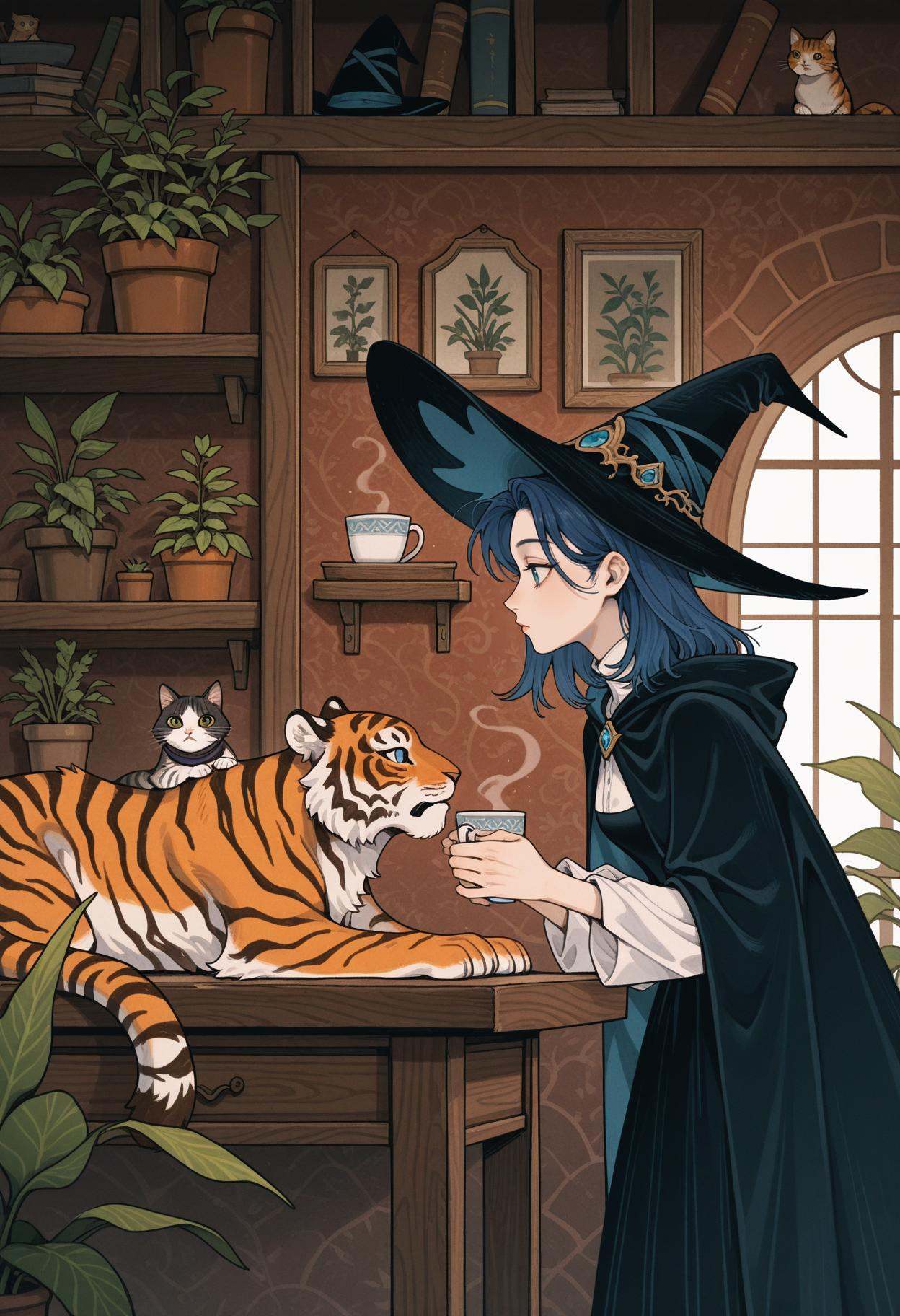 an1hu4,  1girl,  witch hat on Tensor.Art
