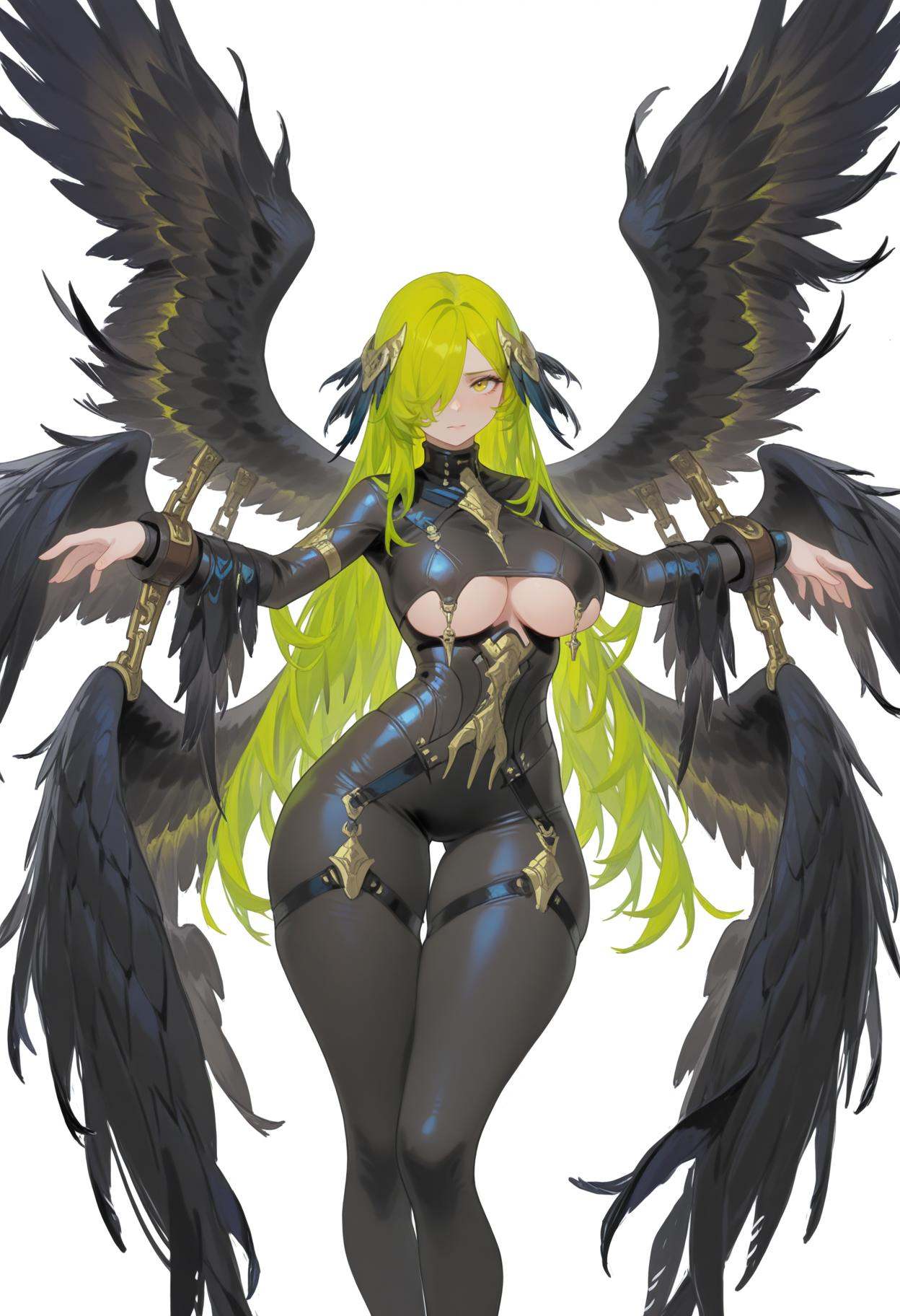 dr3adsp1re,  long hair,  wings on Tensor.Art