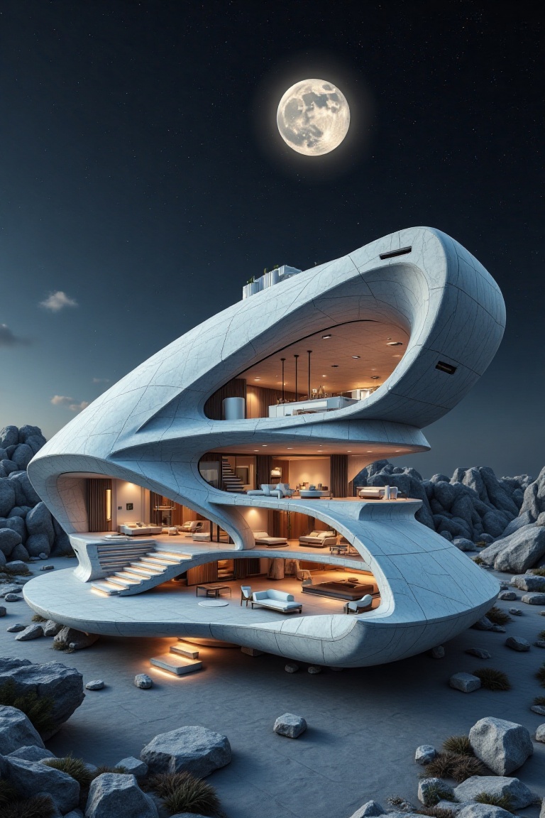 Beautiful modern spaceship with long section design,  long section,  blue light on Tensor.Art