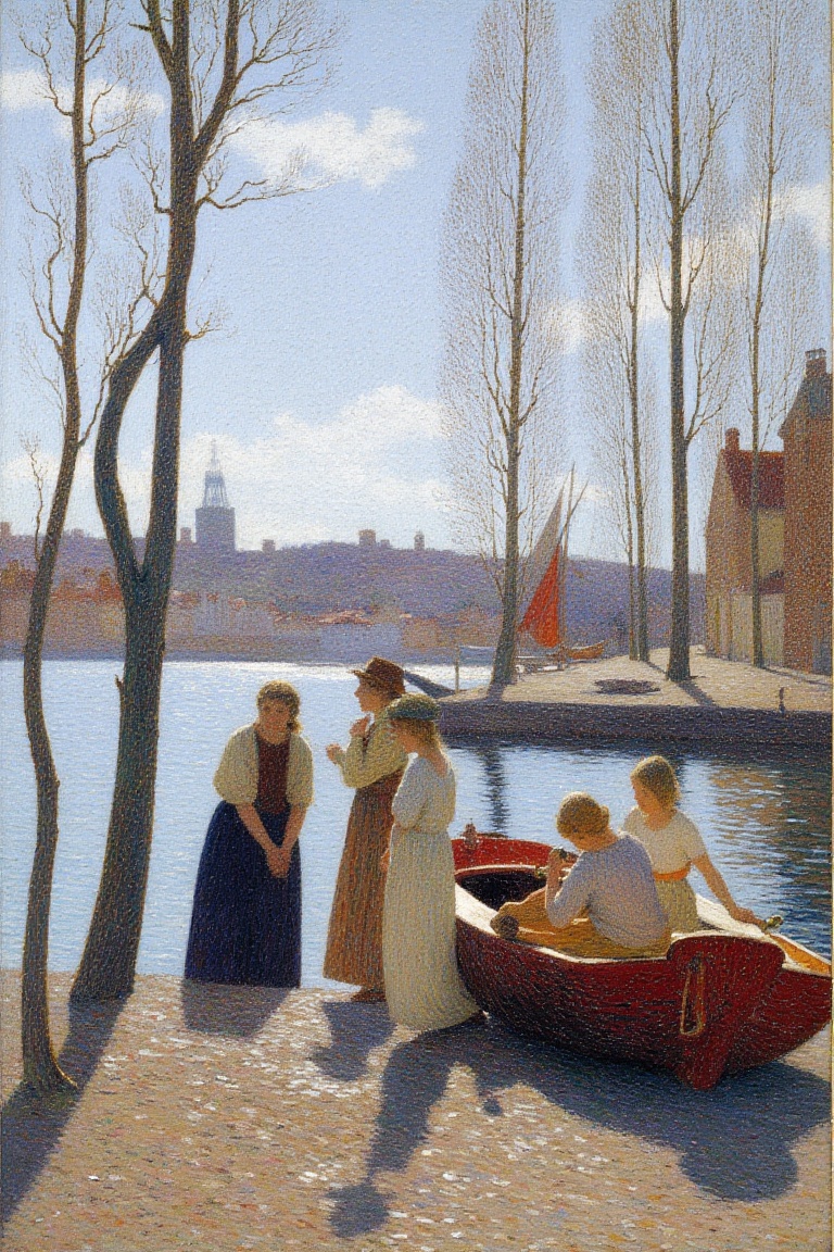 EIstyle. impressionist painting. outdoors,  boats,  water on Tensor.Art