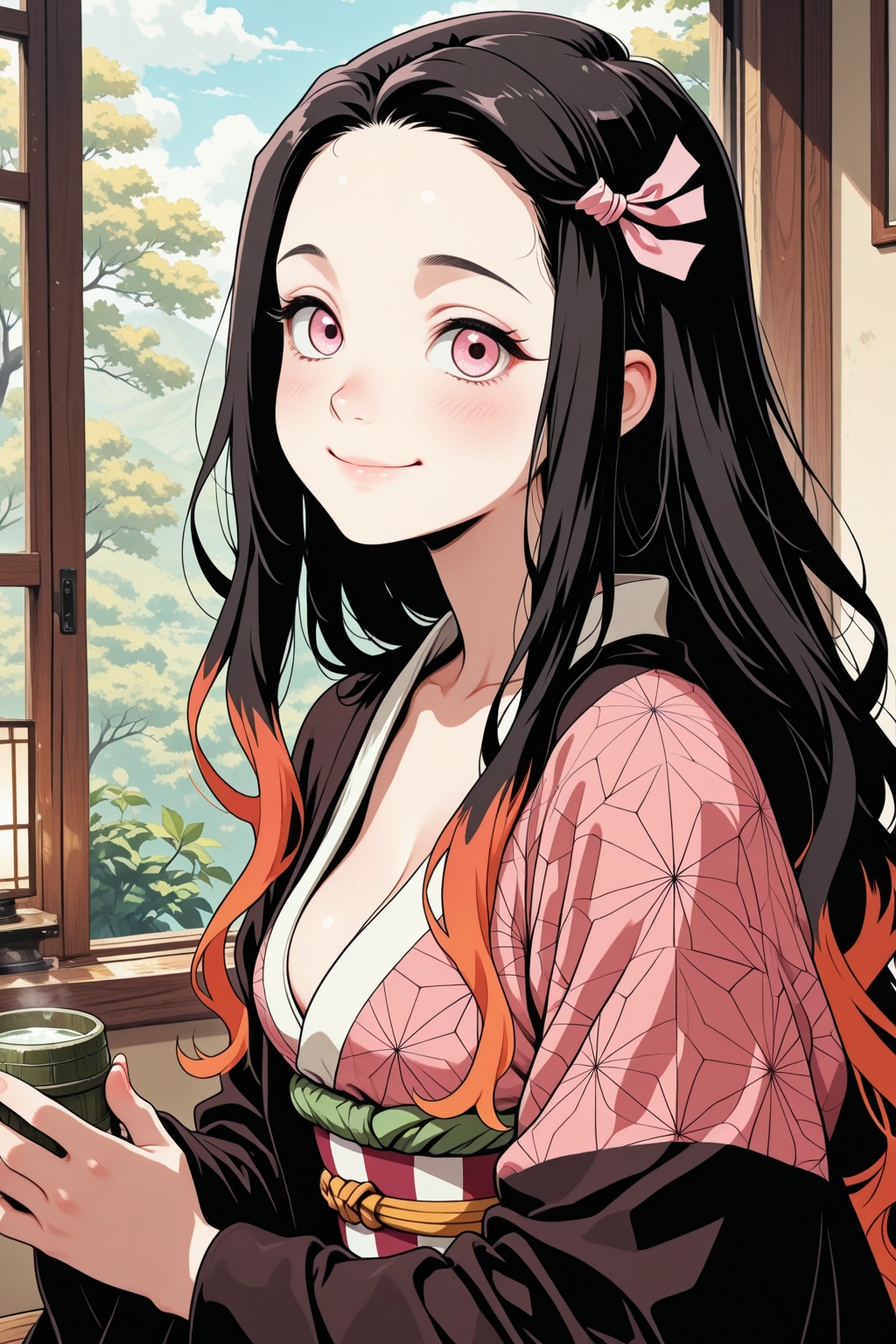 Nezuko Kamado,  cute smile,  1girl on Tensor.Art