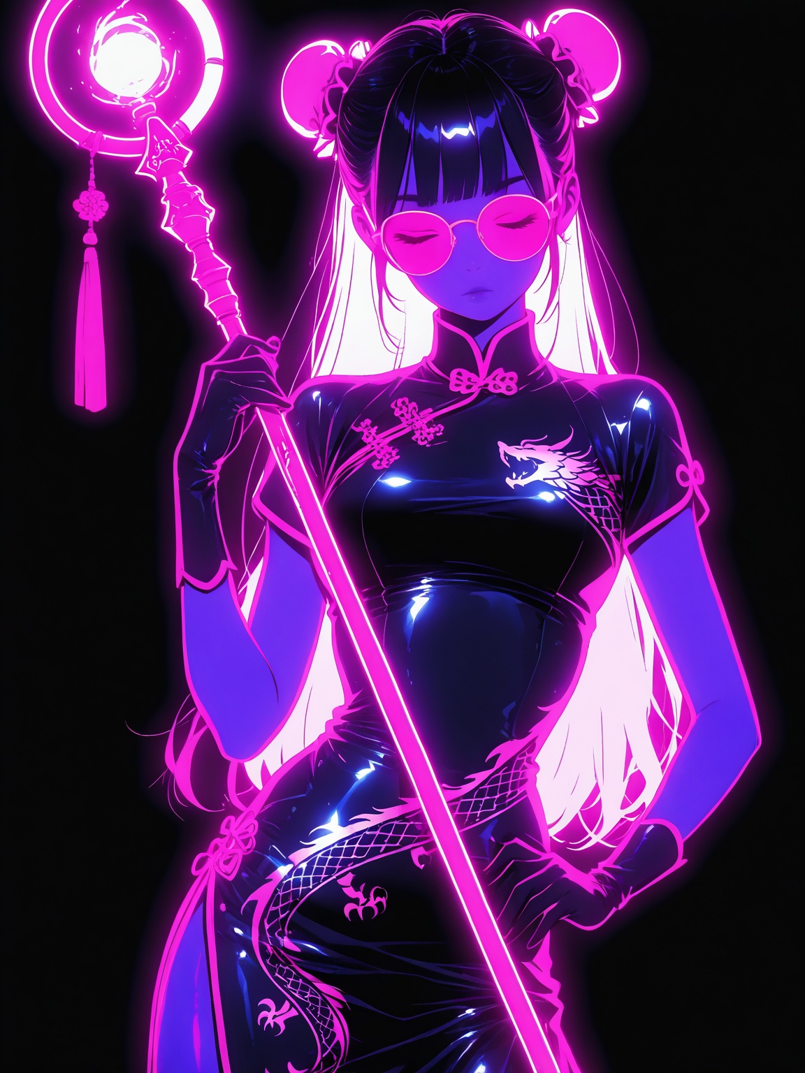 AiArtV,  Neon glow art,  Neon Anime Art on Tensor.Art