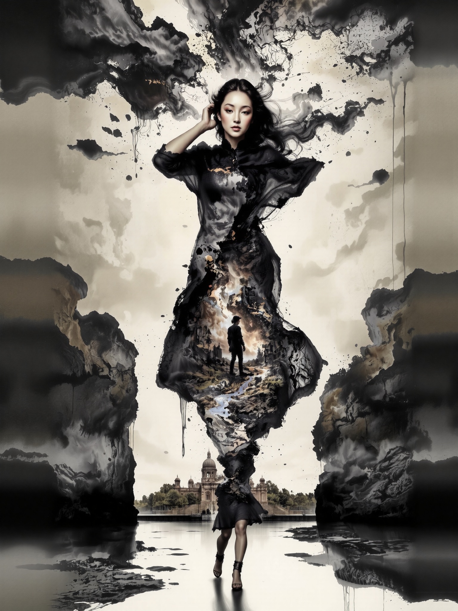 Surreal digital illustration painting in the style of Asa CHEN,  Charcoal pencil drawing effect,  image view on Tensor.Art