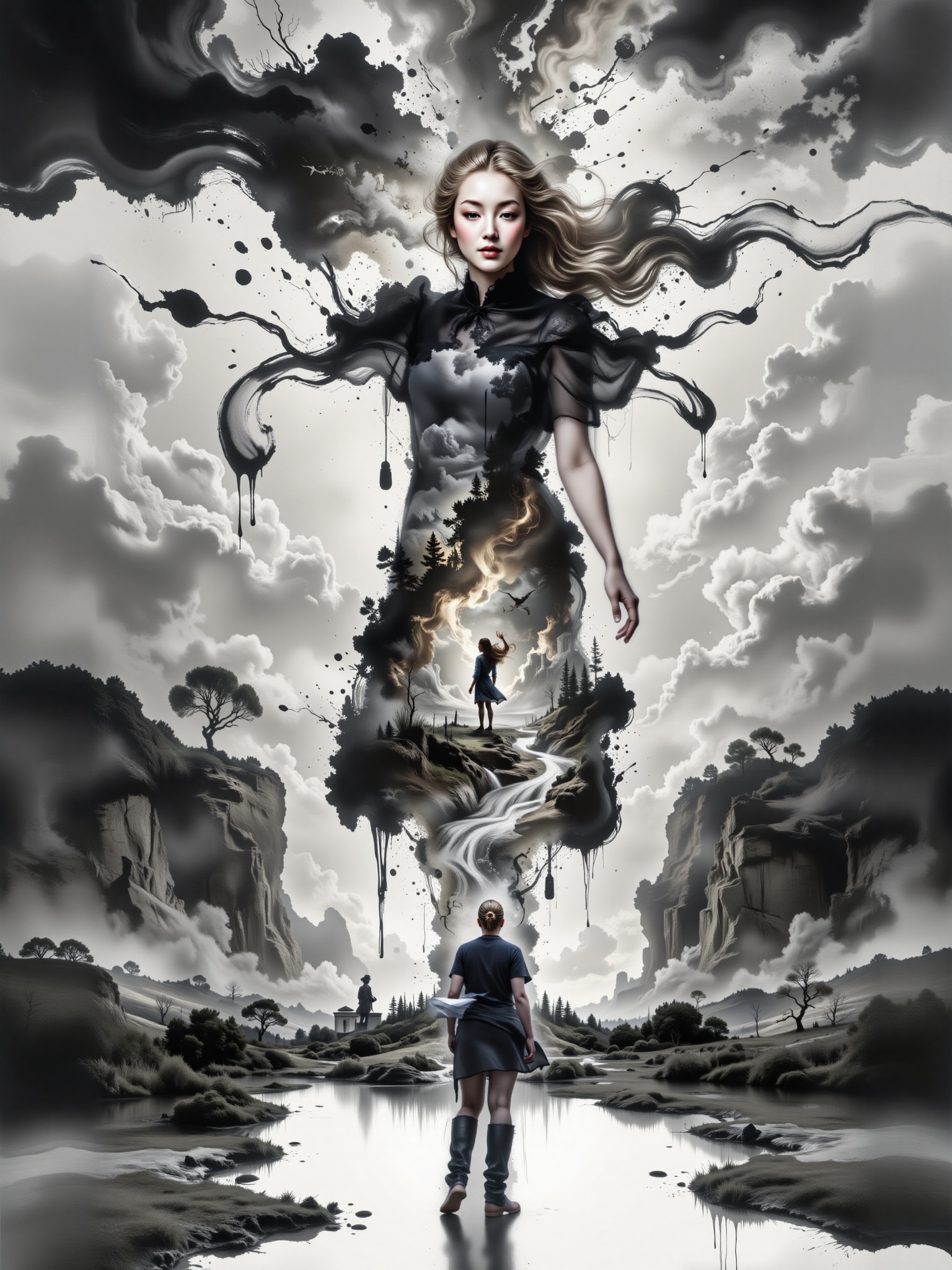 Surreal digital illustration painting in the style of Asa CHEN,  Charcoal pencil drawing effect,  image view on Tensor.Art