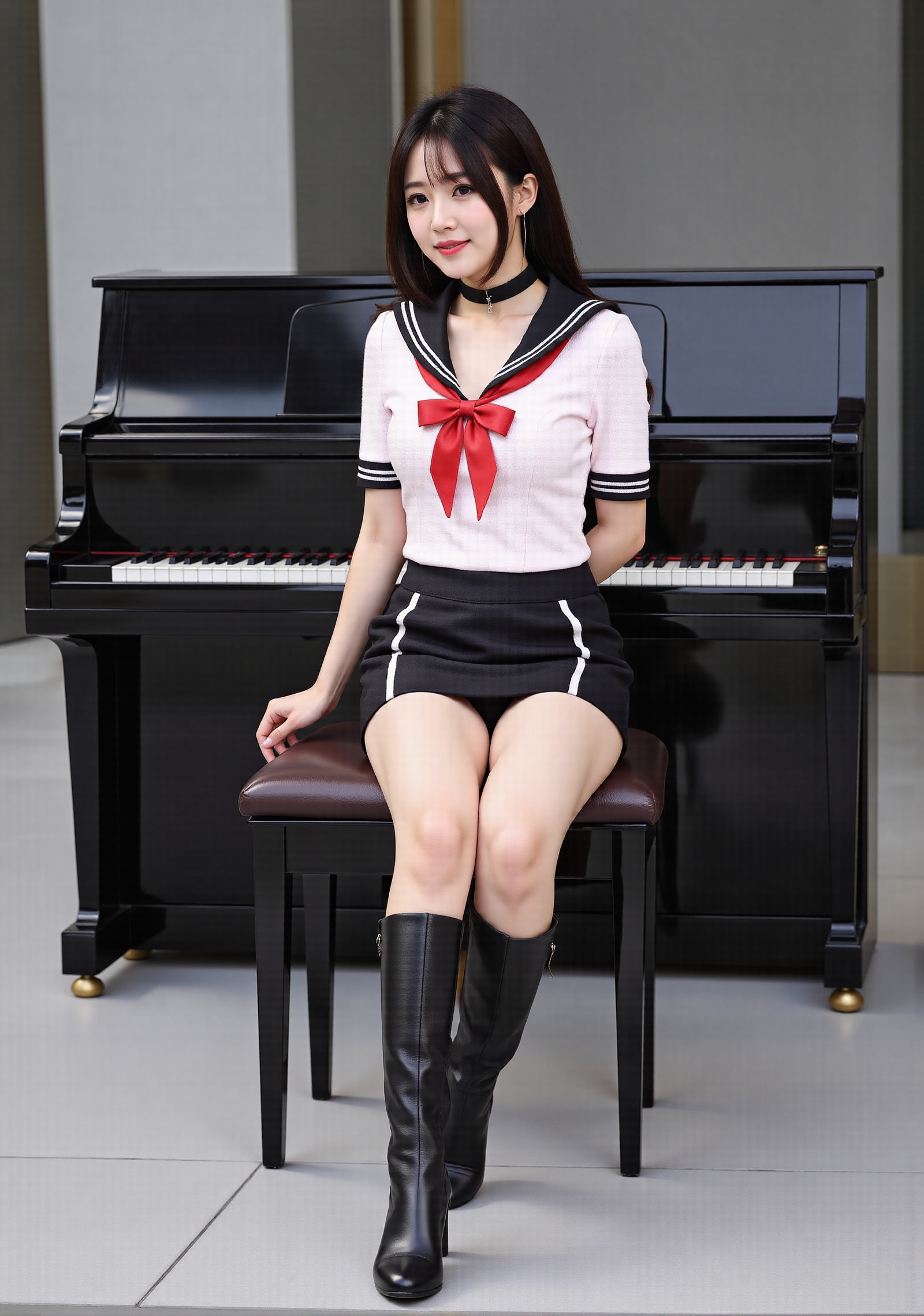 (Young Korean cute 25 year old girl) Very detailed and realistic full body of Sailor Saturn (Tomoe Hotaru) transformed int...