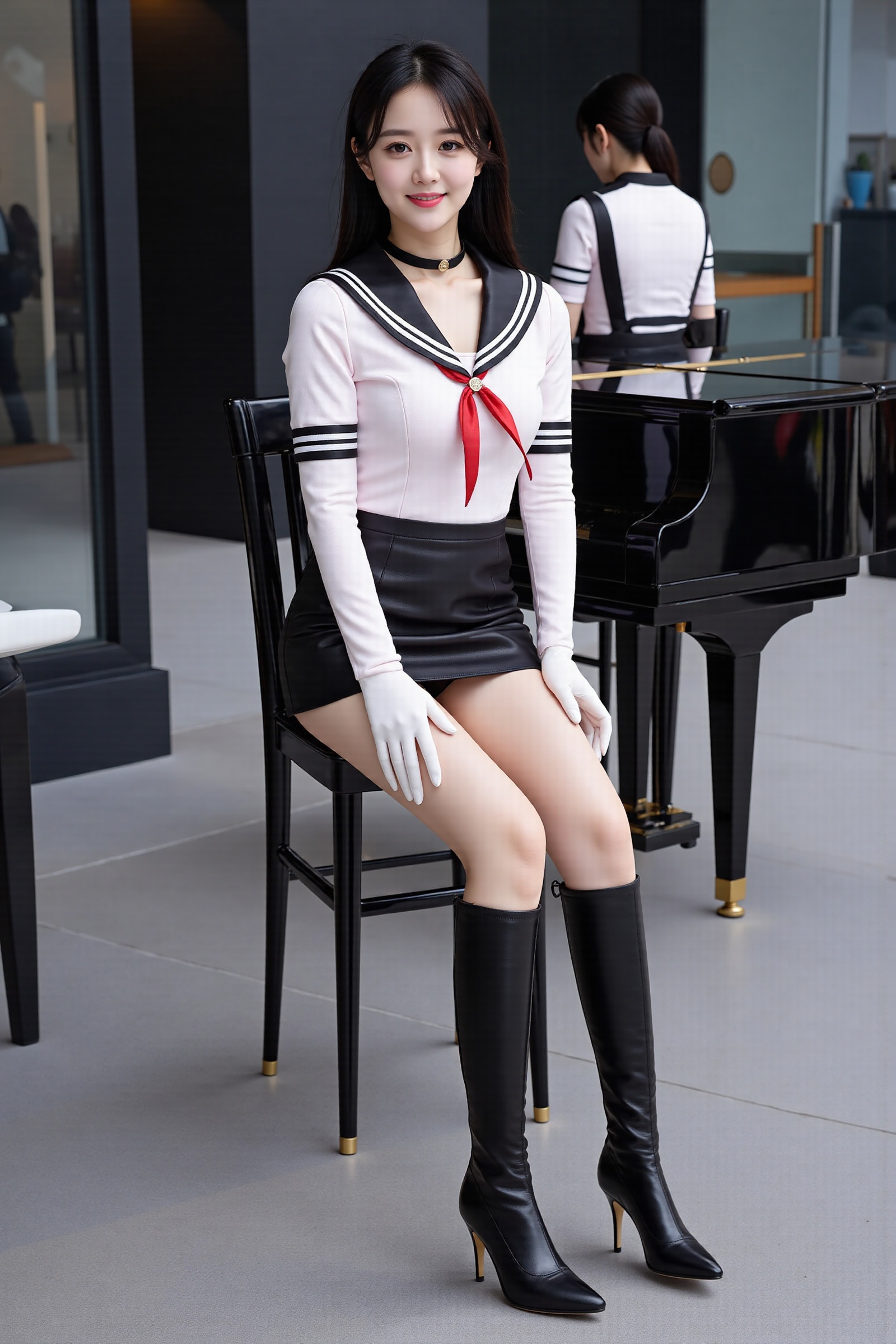 (Young Korean cute 25 year old girl) Very detailed and realistic full body of Sailor Saturn (Tomoe Hotaru) transformed int...