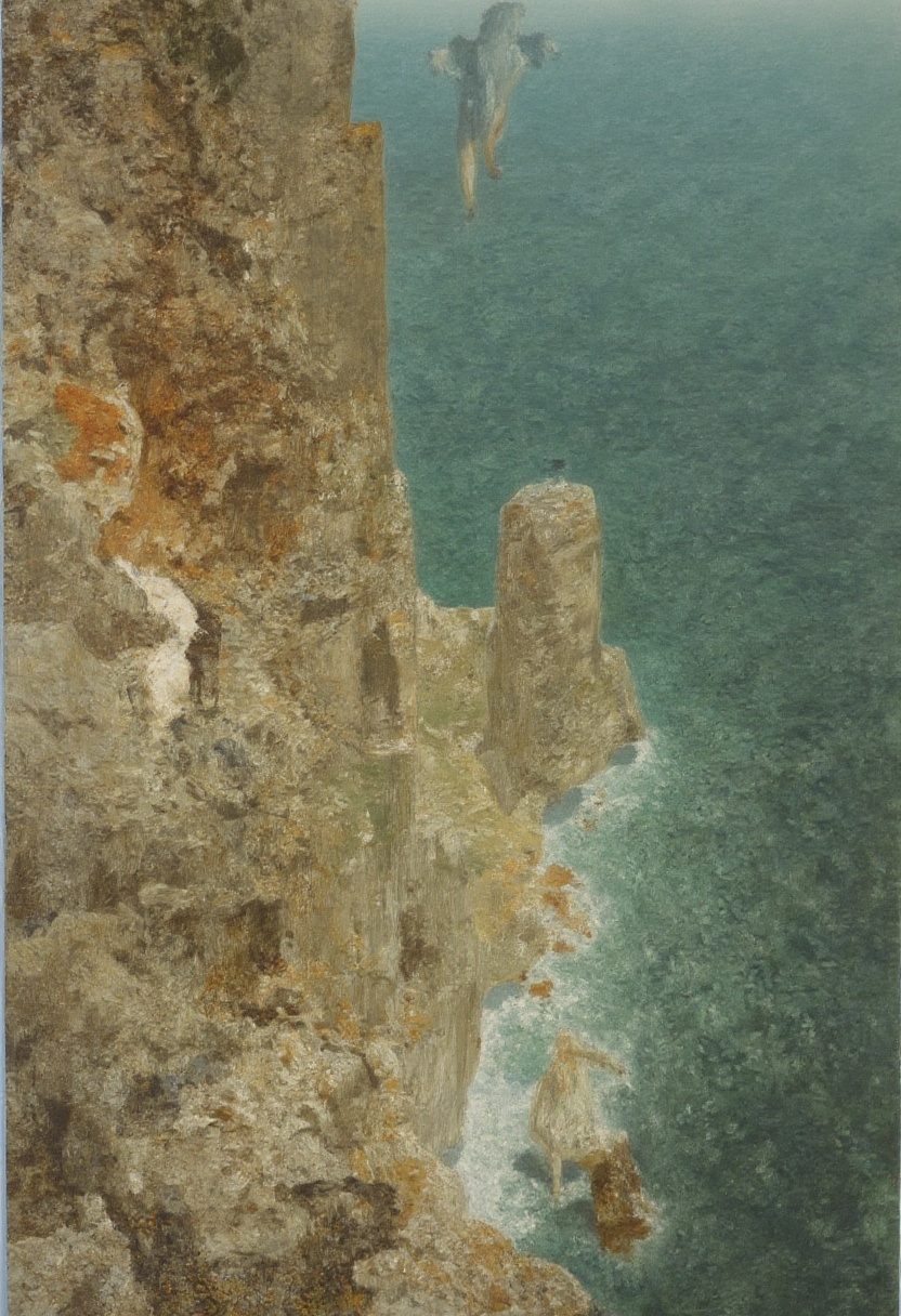 ARstyle. painting. cliffs,  water,  no humans. on Tensor.Art