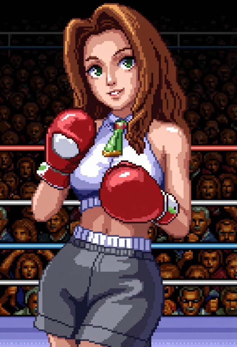 superpunchoutstyle,  aer1th wearing boxing gloves. on Tensor.Art