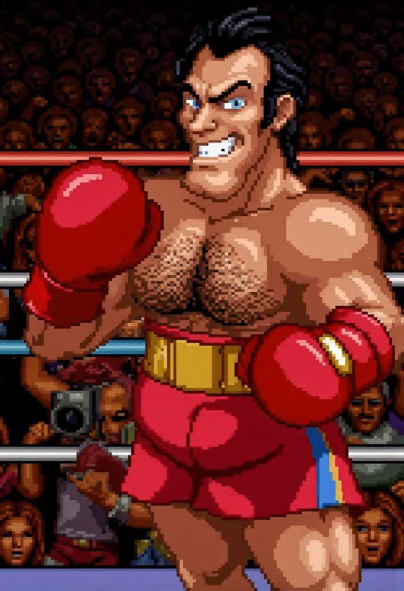superpunchoutstyle,  Gaston wearing boxing gloves. on Tensor.Art