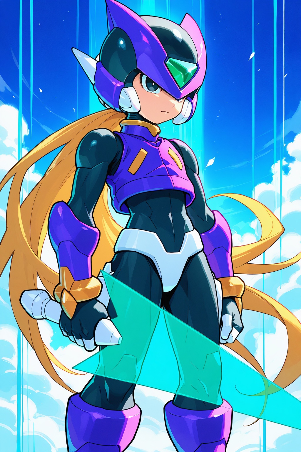 detailed face,  rockman,  megaman_zero on Tensor.Art