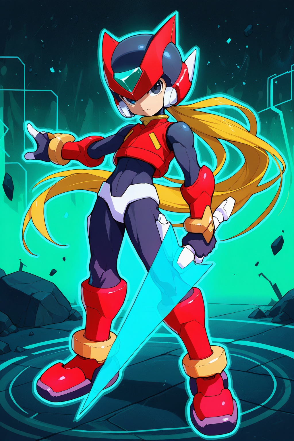 detailed face,  rockman,  megaman_zero on Tensor.Art
