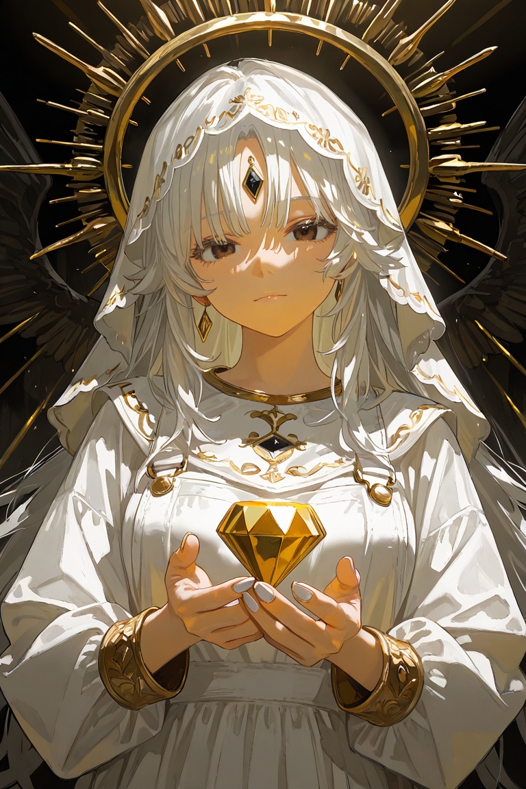 newest,  late,  1boy black_cloud black_eyes brown_background buddhism closed_mouth cloud colored_eyelashes diamond_(gemsto...