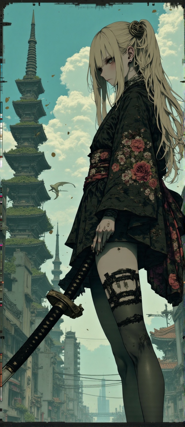 Prompt: (Ultra-detailed digital art masterpiece,  retro 90s aesthetic,  inspired by Yoshiaki Kawajiri on Tensor.Art