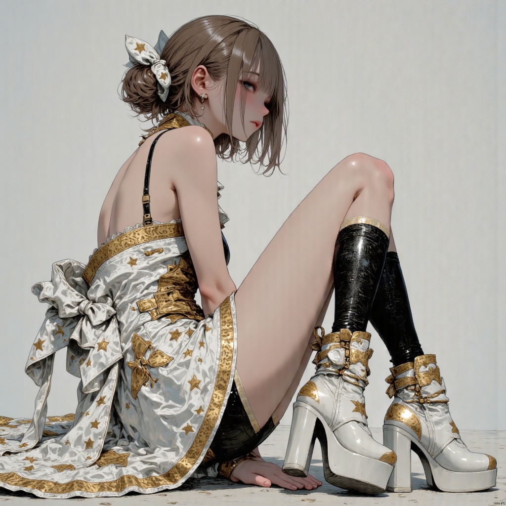 Prompt: sultry sensual korean girl,  ) Dark and atmospheric character portrait in edgy,  graffiti-style.The image depicts...