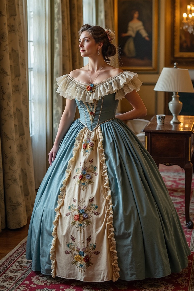 beautiful woman in victorian gown,  hoopdress on Tensor.Art