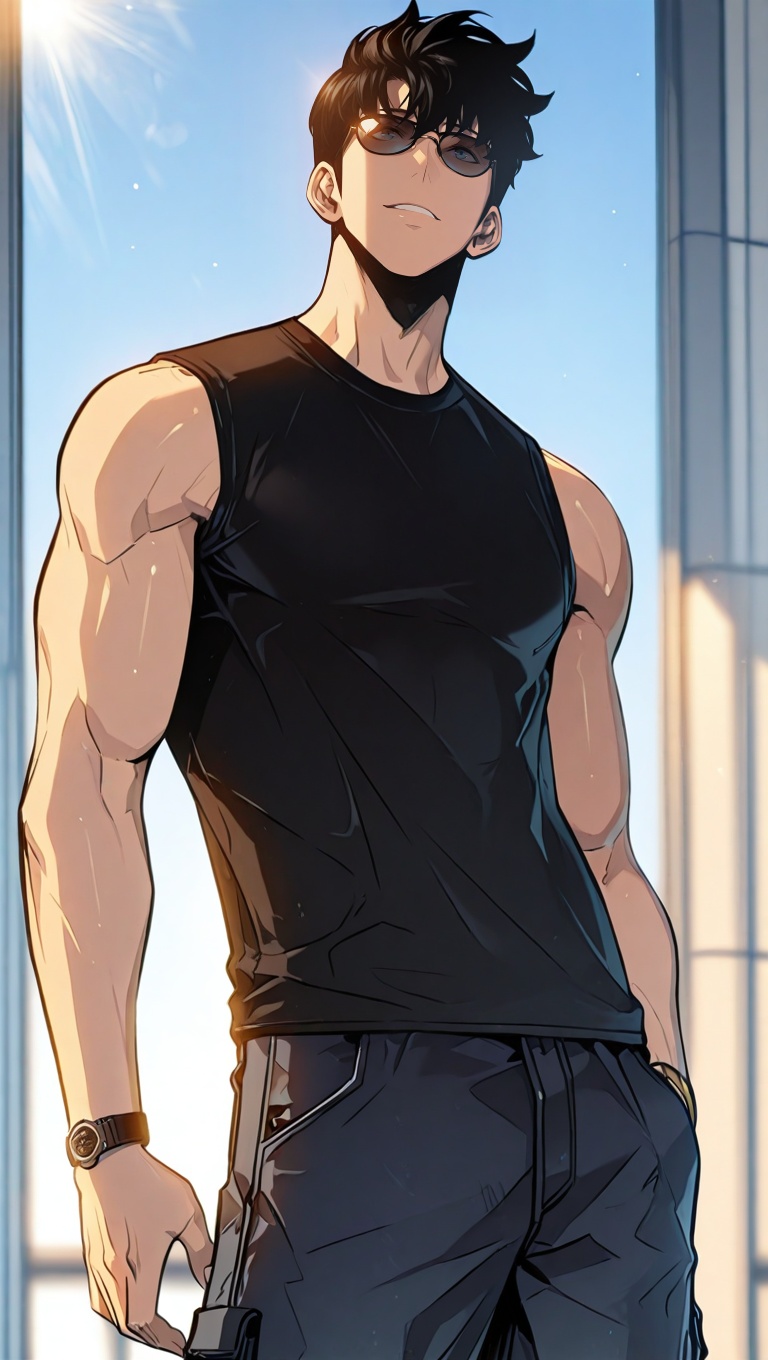 sung_jin_woo,  solo,  muscular_male on Tensor.Art