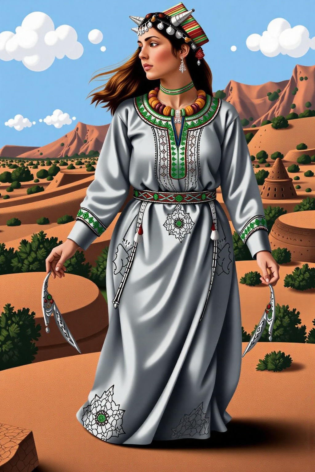 illustration masterpiece,  beautiful Moroccan woman,  wearing traditional attire on Tensor.Art